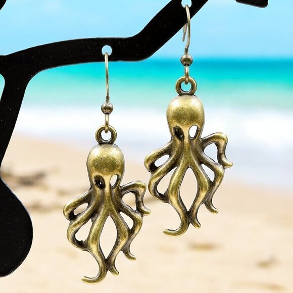 Boutique Jewelry - Octopus Drop Earrings | Antique Bronze